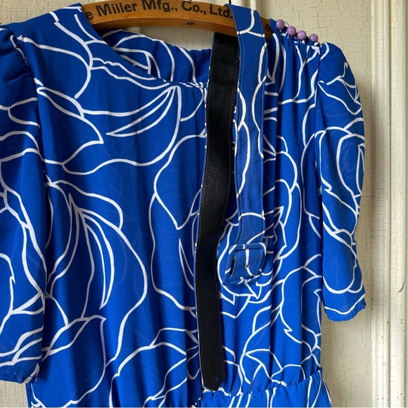 -VINTAGE COBALT FLORAL DRESS- - Picture 6 of 6